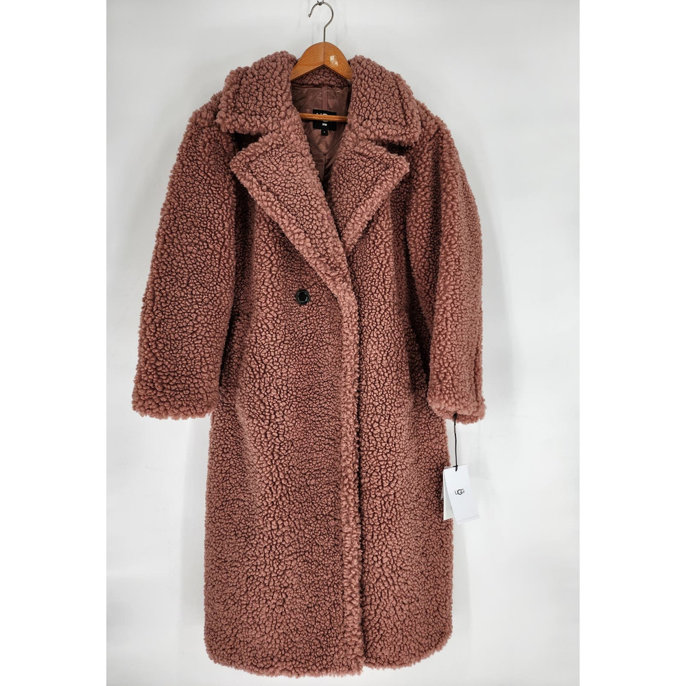 UGG Long Teddy Coat in Mauve Pink